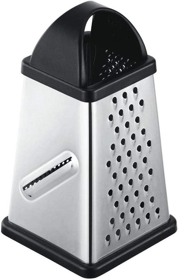 Jean-Patrique Stainless Steel Cheese Grater with Handle - Four-Sided Box, Dishwasher Safe - Pasmesan Cheese Shredder, Citrus Zester