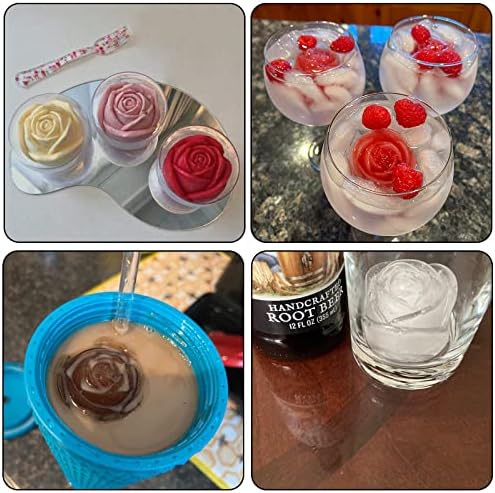2 Inch 3D Rose Ice Cube Tray with lid for Freezer Large Cute Rose Flower Ice Mold for Cocktails Whiskey (green)
