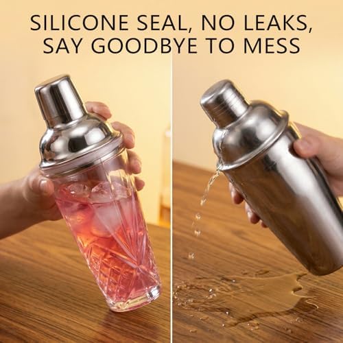 Glass Cocktail Shaker 14.5oz with Strainer