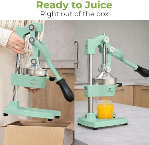 Zulay Kitchen Cast Iron Juicer - Heavy Duty Orange Juicer with Detachable Strainers for Easy Cleaning, Citrus Press for Citrus Fruits, Perfect for Bartenders, Juice Lovers & Health Enthusiasts
