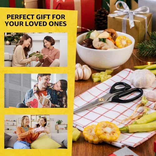 3T Stainless Blade Kitchen Scissors - 10.23in x 2Pack | Korean Barbecue Kalbi Rib Chicken Meat Cutting | Sharp Heavy Duty Multipurpose Kitchen Shears for Cutting Dishwasher Safe (GG130, Black)