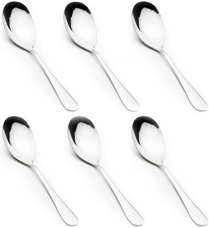 6 PCS Buffet Serving Spoons - Stainless Steel Tablespoons for Banquet Service Large Spoon Set for Cooking Baking Stirring Mixing Silverware for Parties Soup Tablespoon Restaurant & Catering Supplies
