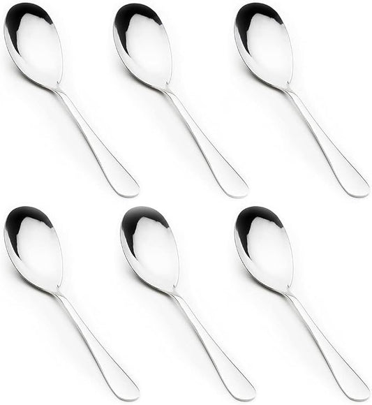 6 PCS Buffet Serving Spoons - Stainless Steel Tablespoons for Banquet Service Large Spoon Set for Cooking Baking Stirring Mixing Silverware for Parties Soup Tablespoon Restaurant & Catering Supplies