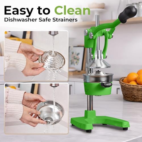 Zulay Kitchen Cast Iron Juicer - Heavy Duty Orange Juicer with Detachable Strainers for Easy Cleaning, Citrus Press for Citrus Fruits, Perfect for Bartenders, Juice Lovers & Health Enthusiasts