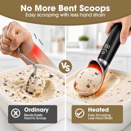 Snuggery Heated Ice Cream Scoop with LED Display, Gift for Ice Cream Lovers