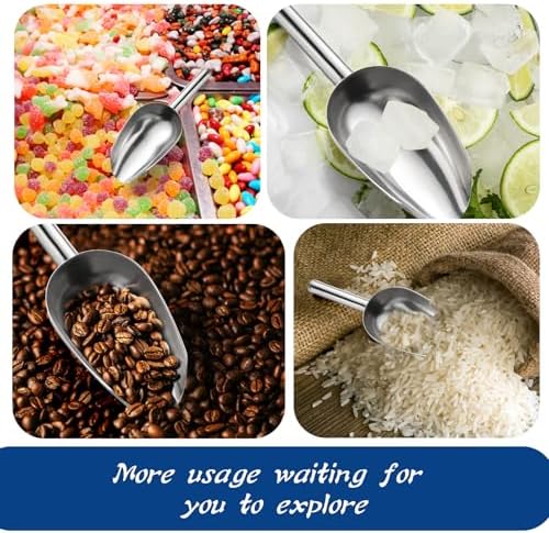 Ice Cube Scoop Cast Aluminum Shovel Scoops Kitchen Utility Scoops Set, Ice Scooper for Ice Maker Freezer Coffee Bean Food Candy Flour Popcorn Rust Free 6 oz ﻿