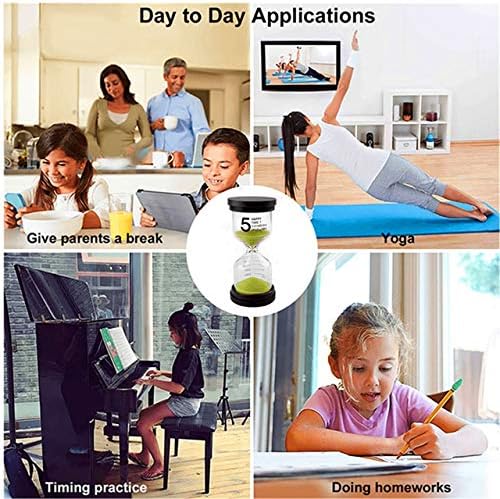 Hourglass Sand Timers 1/3/5/10/15/30 Minutes, Colorful Sand Clock for Kids, Mini Plastic Sand Watch for Games Classroom, Small Glass Sandglass Timer Set (Pack of 6)