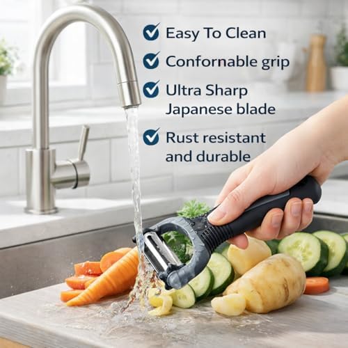 3-in-1 Vegetable Peeler Set – Ultra Sharp Stainless Steel Y Peeler with Julienne Blade, Heavy Duty Kitchen Tool