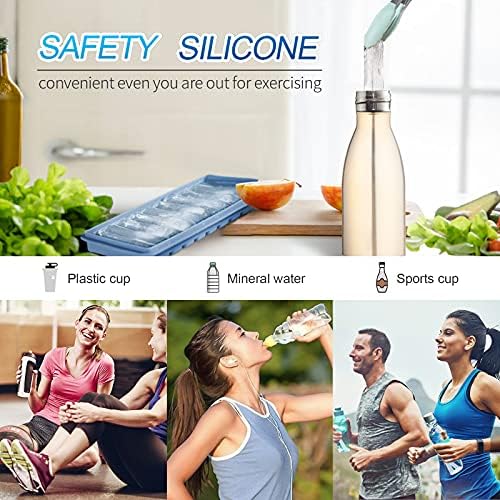 LessMo 2 PCS Ice Cube Tray, Long Ice Stick Tray Silicone with Lid, Rectangular Narrow Stick, Reusable, Flexible, Easy Release, for Small Mouth Sport Bottles, Juice Bottles, Cocktail Parties, Blue