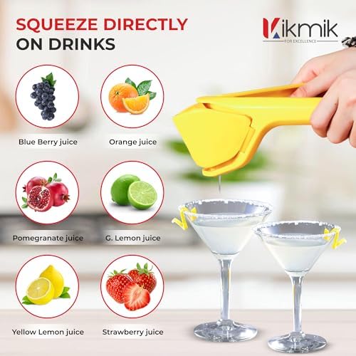 Lemon Squeezer - CitrusEase Foldable Hand Juicer: Effortless Juicing with Space-Saving Ergonomics Design – Manual Lemon Juicer with Sideways Pivot for Maximum Juice Yield- Yellow