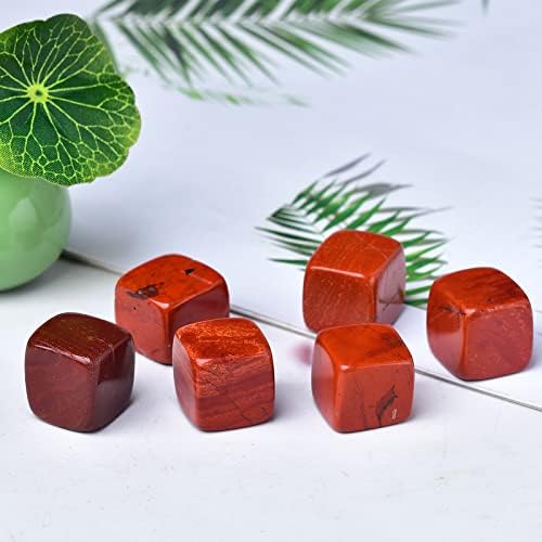 Whiskey Stones Red Jasper Chilling Crystal Ice Cubes for Drinks Whiskey Rocks 0.8" Wine Cubes Gifts for Women Set of 6