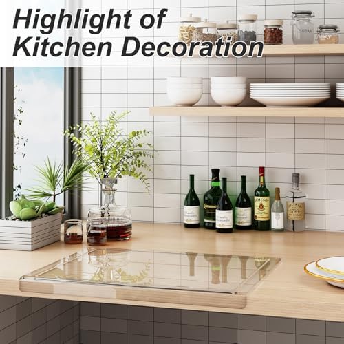 JJL Acrylic Cutting Board with Counter Lip, 24 x 18 Inches, Food-Grade, Anti-Slip, Clear Cutting Board with Juice Groove, Perfect for Cutting Food with Juice, Ideal Choice for Kitchen Countertop Décor