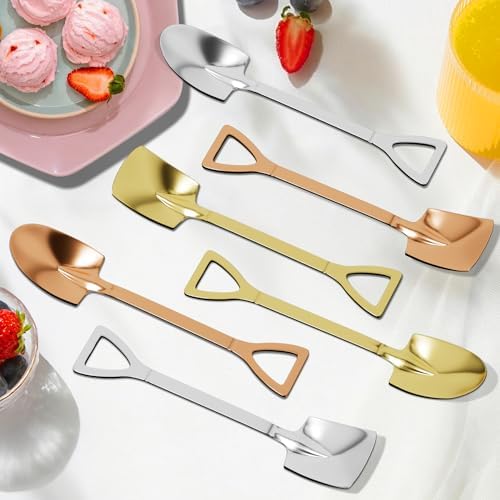 Custom Spoon, 2-100Pcs Engraved Ice Cream Scoop Shovel with Name/Image/Text Special Gifts for husband Wife Mom Dad, Personalized Stainless Steel Dessert Spoon for Anniversary Mother Day (Silver)
