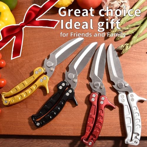 Heavy Duty Poultry Shears Scissors,Kitchen Shears for food Heavy Duty,Kitchen Scissors All Purpose,Chicken,Fish,Meat,Easily Separable for Thorough Cleaning,Dishwasher Safe.