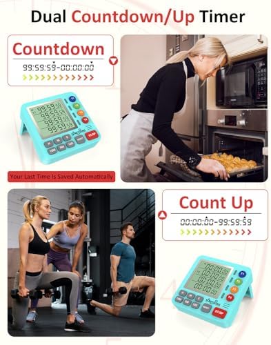 Digital Kitchen Timer with 4 Channel, Loud Alarm and Silent Mode