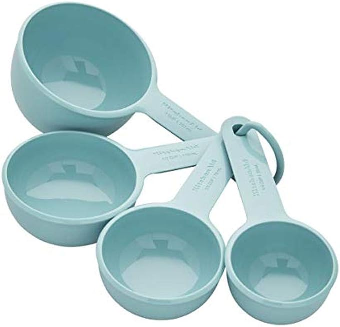 KitchenAid Classic Multifunction Can Opener/Bottle Opener, 8.34-Inch, Aqua Sky and KitchenAid Measuring Cups, Set Of 4, Aqua Sky