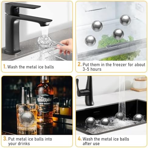 Whiskey Ice Balls Set of 4 XL 55mm Balls Resuable Ice Stones