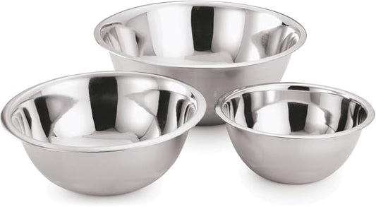 YBM HOME Stainless Steel Mixing Bowls Set of 3 – Nested Kitchen Prep Bowls for Baking, Cooking, Dough Mixing & Salad Serving (3, 5, 8 Quart Bowls Included)