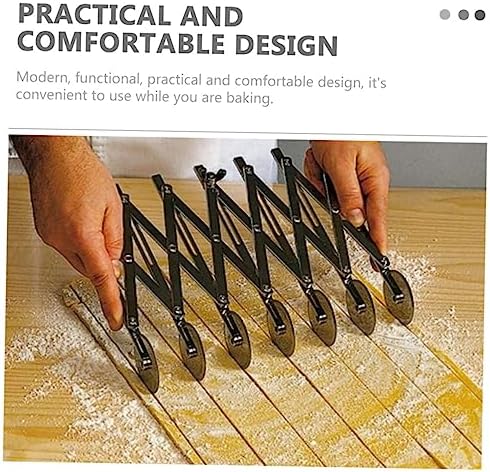 DOITOOL 5-Wheel Pastry Cutter Adjustable Stainless Steel Dough Divider Cake Slicer Pizza Cutting Tool for Baking Kitchen Use