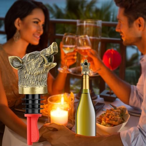 Wild Boar Head 2-In-1 Wine Aerator Bottle Pourer and Stopper for Men Women, Hunting Gifts for Hunters, Liquor Bottle Pourers Spout for Alcohol Spirits, Wine Gifts Accessories