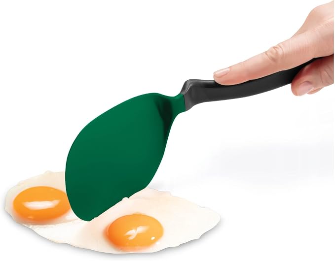 Dreamfarm Chopula Spatula with Strong Chopping Edge - Forest Green | Non-stick cookware safe, heat resistant, thin, flexible flipper, turner and food chopper with sit-up, no-mess handle, 12"