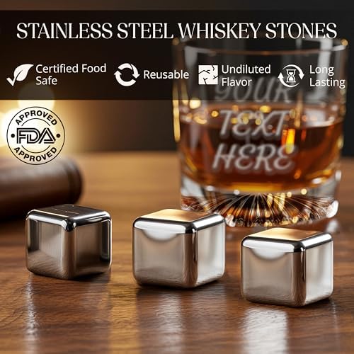 Custom Monogram Whiskey Gift Set Since Year Glass Wood Box for Men