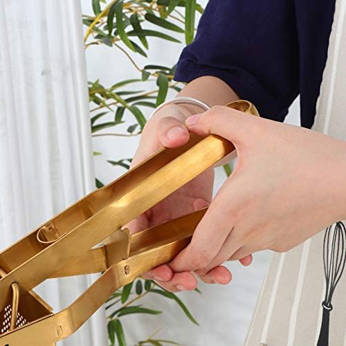 Potato Ricer Masher Stainless Steel Masher Food Strainer Press for Lemon Vegetables Fruit Pumpkin (Gold)