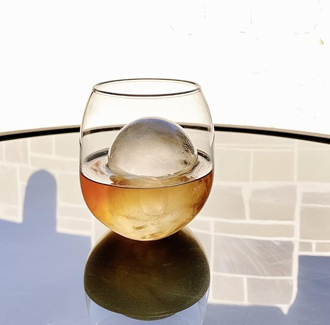 Ball Ice Cube Tray and Big Ice Cube Molds for Whiskey, Slow-Melting, 100% Silicone, No-Plastic, Easy Release, Ideal for Gifting and Elevating Cocktails (Charcoal, 4 Spheres & 6 Cubes)
