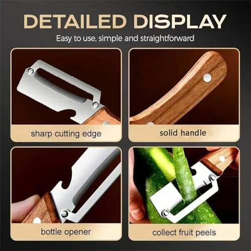 Elite Peeler, Gourmet Knives and Cutlery Set, 2-Pack Multi-functional Vegetable Peeler for Kitchen, 2.5 Mm Stainless Steel Peeler, 3-in-1 Scallion Shredder & Peeler-Stainless Steel, Multi-tool