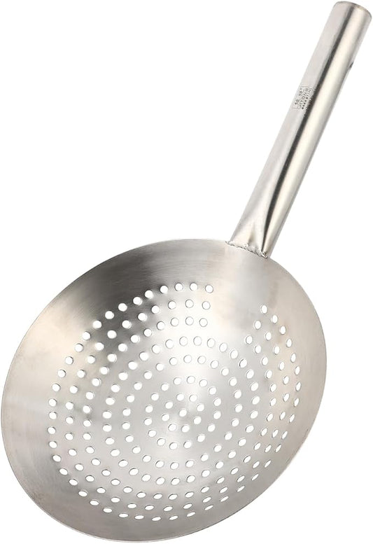 CALLARON Home Multi-Functional Stainless Steel Skimmer Ladle with Fine Mesh Wire Filter Spoon for Oil Straining and Cooking Large 16.92 X 9.44 X 2.36 Inch Kitchen Utensil