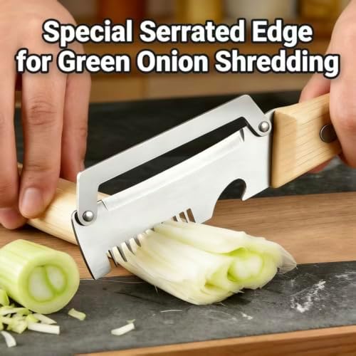 2-in-1 Vegetable Peeler & Julienne Shredder, Stainless Steel Wooden Handle
