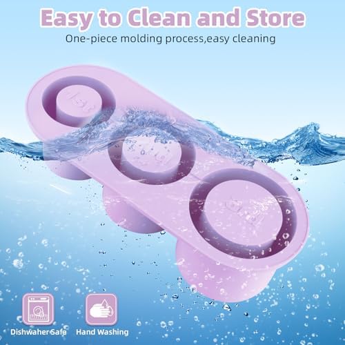 Fu Store Ice Cube Tray for Tumbler Cup 30-40 oz Tumbler 3pcs Silicone Ice Cube Molds With Lid and Bin for Chilling Cocktails Whiskey Drinks Juice Coffee Easy Fill and Release Ice Maker (Purple，40 oz)