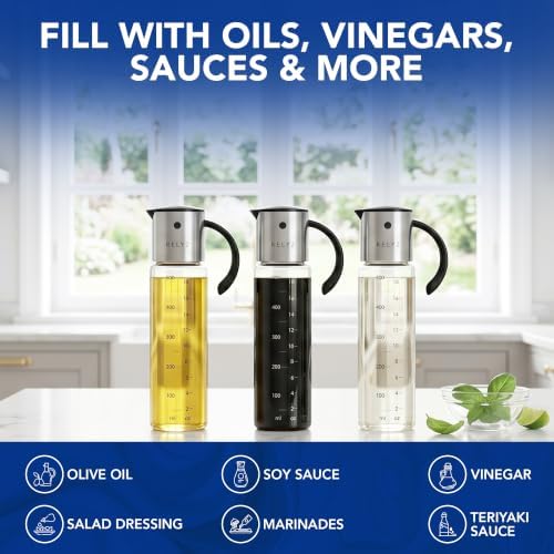 Large Glass Olive Oil Dispenser, Salad Dressing Container, Soy Sauce Bottle