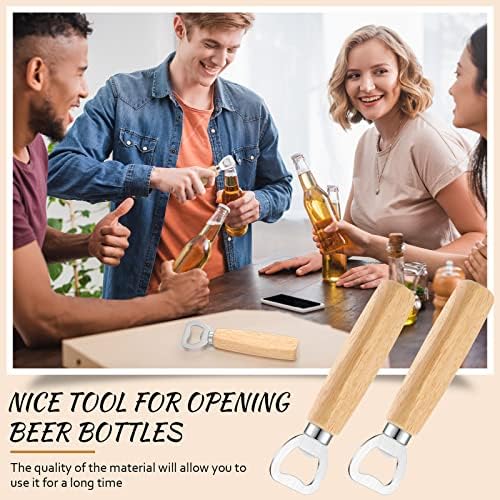 Lounsweer 50 Pcs Stainless Steel Wine Bottle Opener Bulk, Wooden Handheld