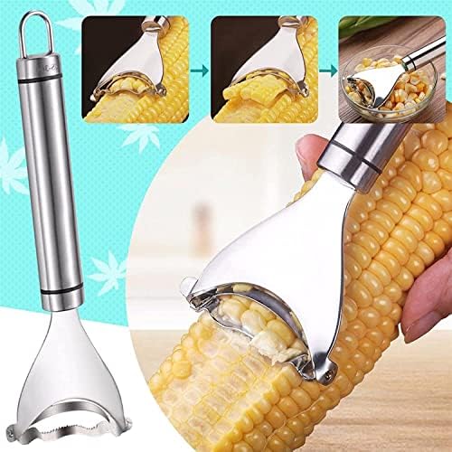 2PCS Magic Corn Peeler, Corn Stripper Corn Cob Stripper Tool ,Premium Stainless Steel Corn Thresher with Ergonomic Handle, Kitchen Gadget