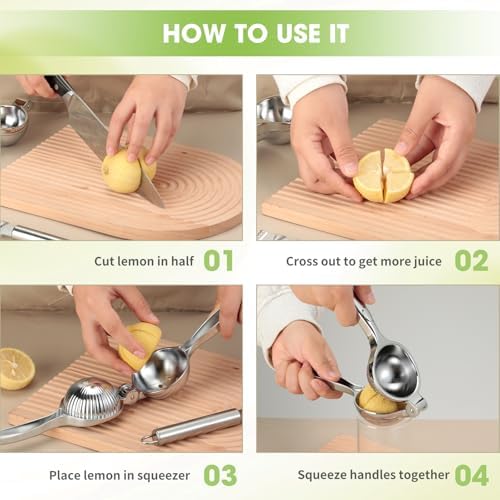VINATO Manual Citrus Juicer, Stainless Steel Lemon Squeezer for Bar and Kitchen, Kitchen, Bar, Restaurant, 7 cm