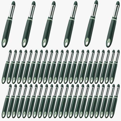50 Pack Vegetable Potato Peeler for Kitchen,Ergonomic Soft-Touch Handle-Black (Aquamarine, 50 Pack)