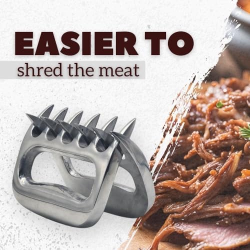 WOODBULL Premium Aluminum Polished Bear Claw Set Meat Shredder, Meat Shredder Claws for Pulled Pork, Chicken BBQ, Turkey, Kitchen Smoker Tool for BBQ Grilling, With Stylish Gift Box