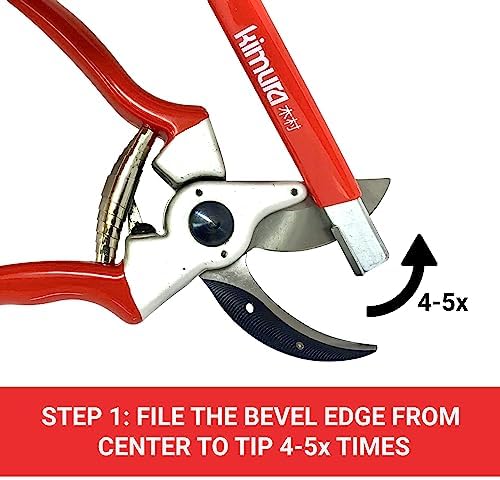 Kimura® 5” Pro Garden Tool Blade Sharpener - Premium Carbide Sharpener, Multipurpose Usage, Ideal for Pruners, Loppers, Garden Shears, Knives, Scissors & Hatchets, Ergonomic Non-Slip Vinyl Grip