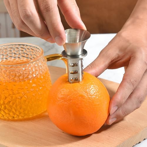Manual Lemon Juicer, 304 Stainless Steel Mini Portable Thickened Hand Orange Squeezer for Home Kitchen Tools Easy to Clean Silver