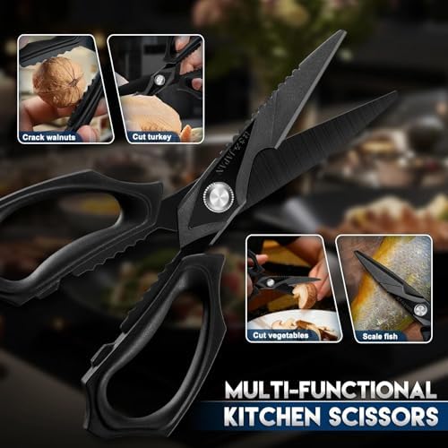 Purple Dragon Kitchen Scissors for Food - Heavy Duty Kitchen Shear Black