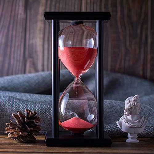 BELLAWARE Hourglass Timer with Red Sand, 30 Minute Wooden Sand Timer