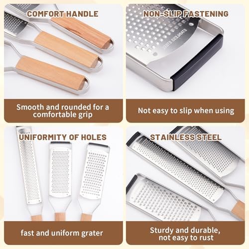 SHIKORI Professional Cheese Graters for Kitchen Stainless Steel Handheld