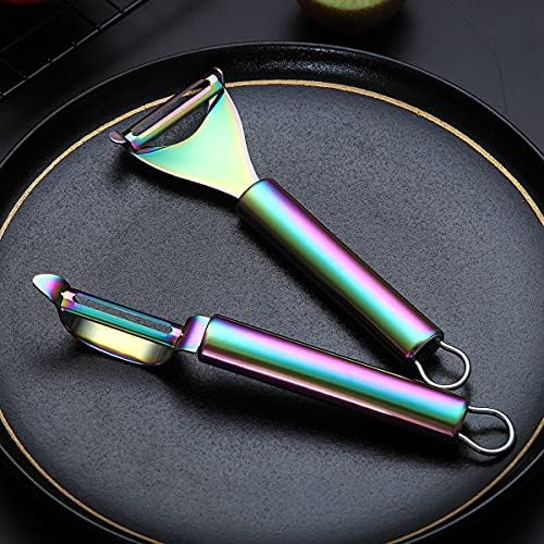 Rainbow Potato Vegetable And Fruit Peelers For Kitchen, Kyraton Titanium Colorful Plating Stainless Steel Peelers, Sharp Blade And Ergonomic Non Slip Easy To Grip Set Of 2