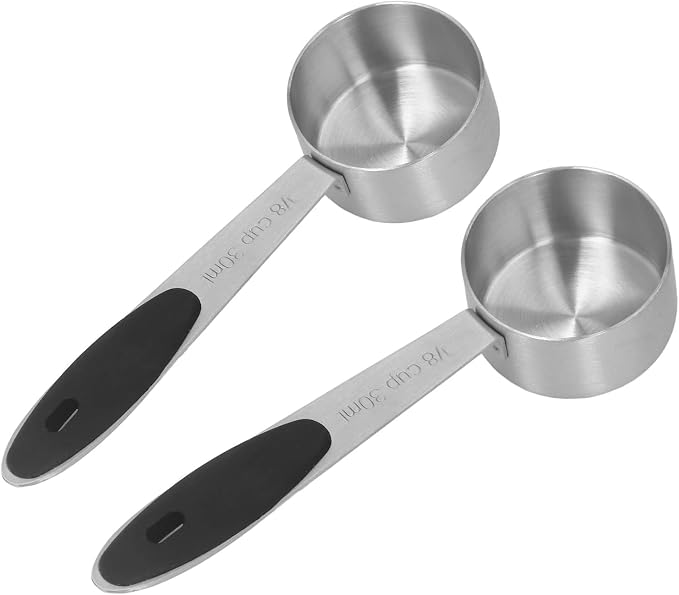 2Pcs Coffee Measuring Scoop, Stainless Steel 1/8 Cup 30ml Coffee Bean Milk Powder Tea Measuring Spoon, Home Kitchen Spoon