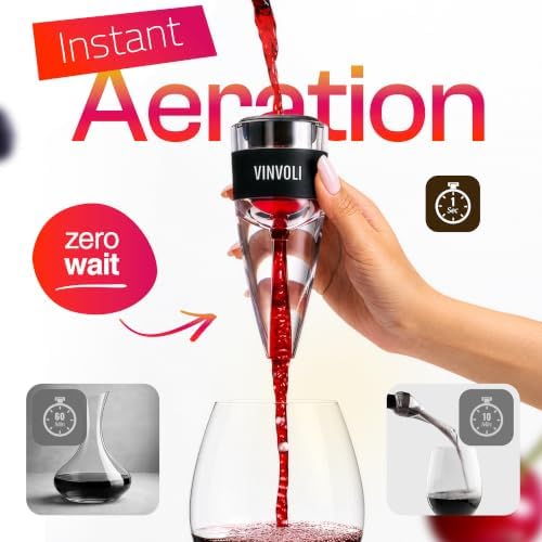 VINVOLI Wine Aerator - Red Wine Pourer with Sediment Filter & Stand