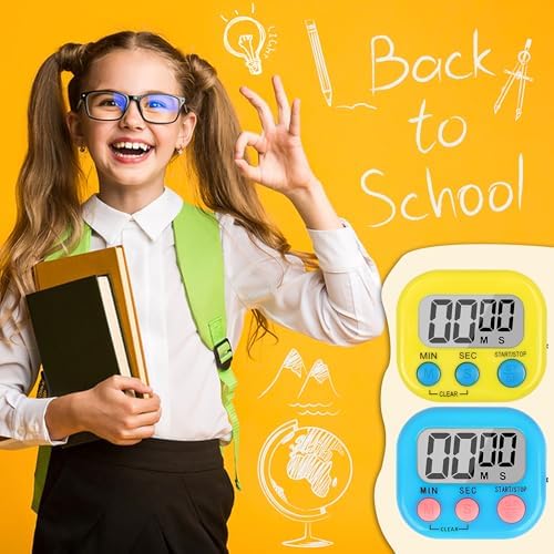 ZILLEEN Classroom Timer for Kids Teachers 2 Pack Digital Timers Blue Ye