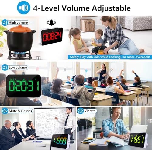 Samshow Rechargeable Digital Kitchen Timer, 2 Packs, Color Change