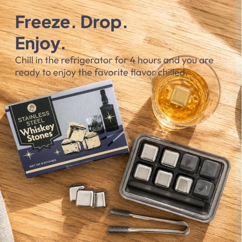 Whiskey Cubes, Stainless Steel Chilling Rocks, Set of 8