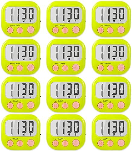 AOUCE Digital Kitchen Timers for Cooking, Timer for Kids 12 Pack Green